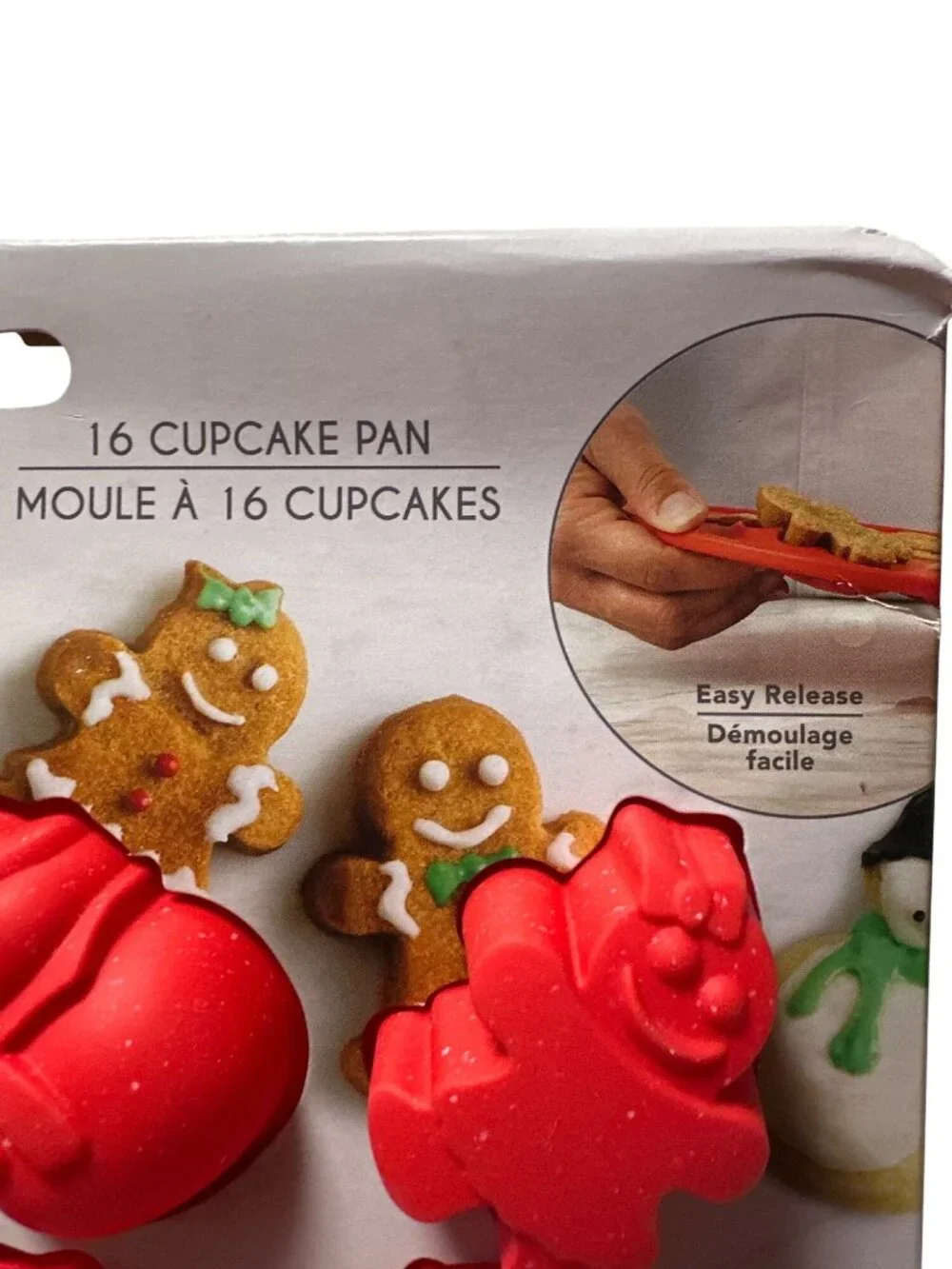 Trudeau Silicone 16-Cavity Holiday Cupcake Pan With Snowman & Gingerbread Man